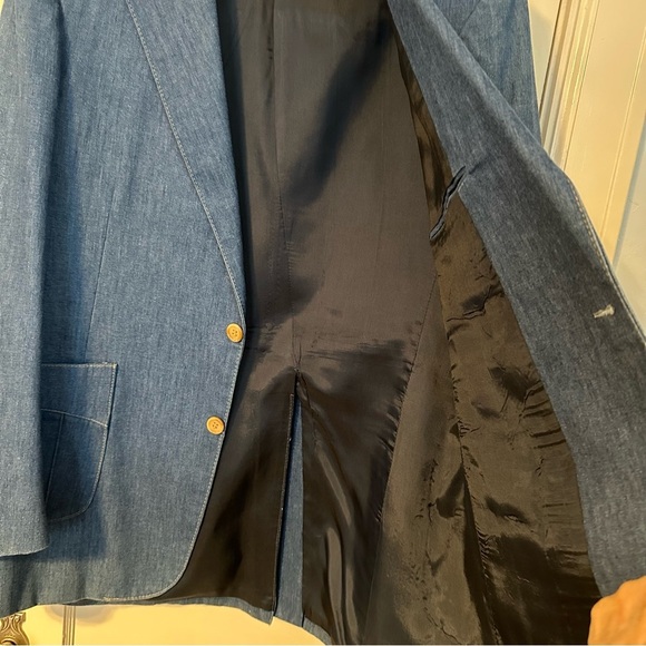 Vtg Montgomery Wards Denim Jacket Western Lined Single Vent Two Button Size 42L - Picture 4 of 12
